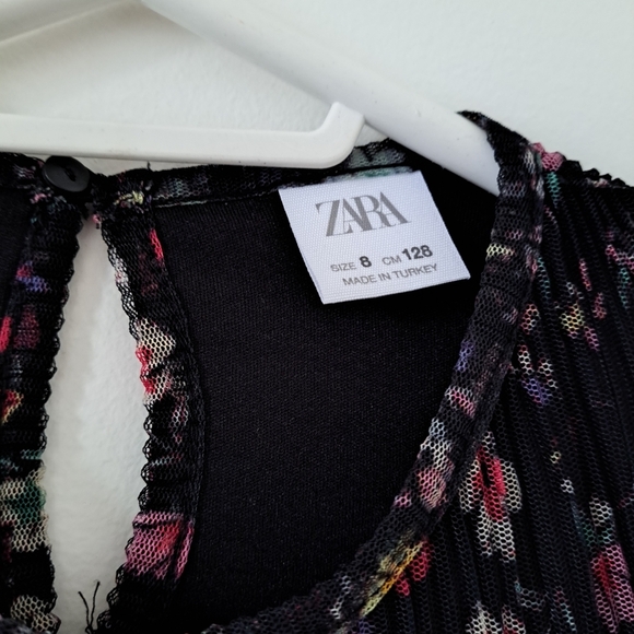 Zara Kids Floral Pleated Dress – Size 8Y | Sheer Long Sleeve Dress - Picture 5 of 6